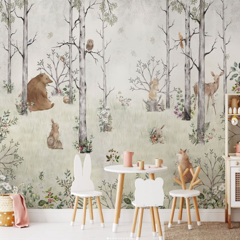 Décor Mural Arbre et Animaux | Le Petit Intissé