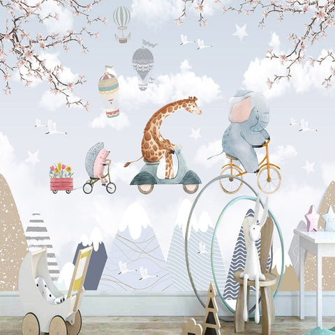 Design mural paysage alpin et animaux | Le Petit Intissé