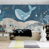 Papier Peint Fond Marin Baleine | Le Petit Intissé