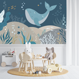 Papier Peint Fond Marin Baleine | Le Petit Intissé