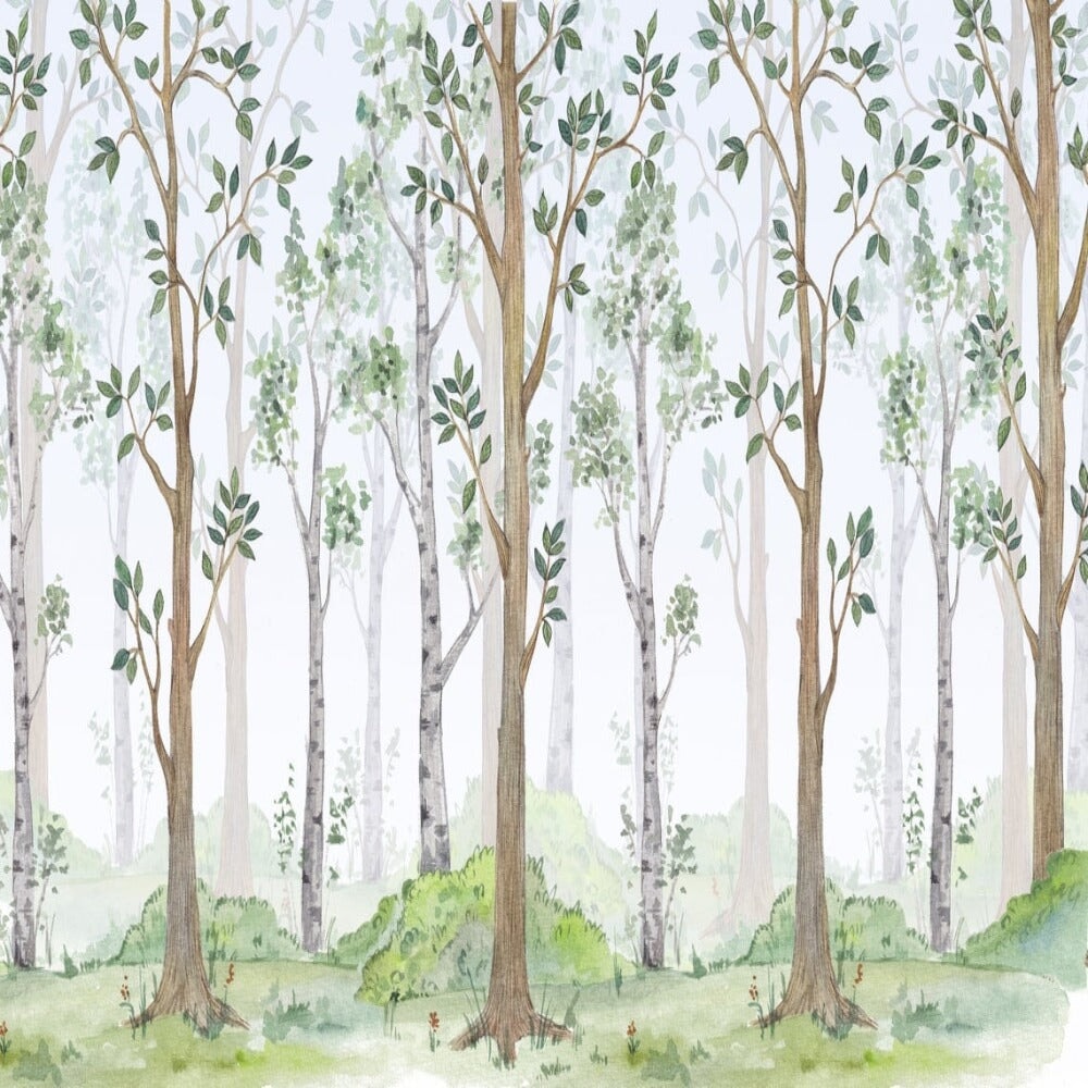 Papier Peint Adhésif Vinyle - Forêt Enneigée D'Hiver - Autocollant Mural StickersWall
