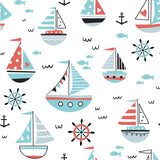 Papier Peint Marin <br/> Motif Bateaux