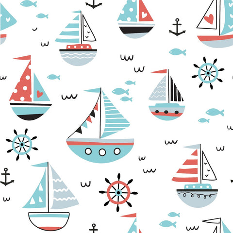 Papier Peint Marin <br/> Motif Bateaux