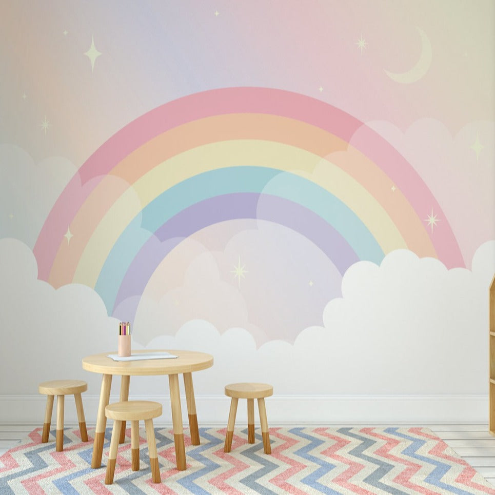 Papier peint chambre fille arc en ciel - Muralconcept