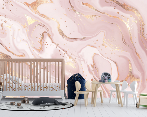 Papier Peint Effet Marbre Rose | Le Petit Intissé
