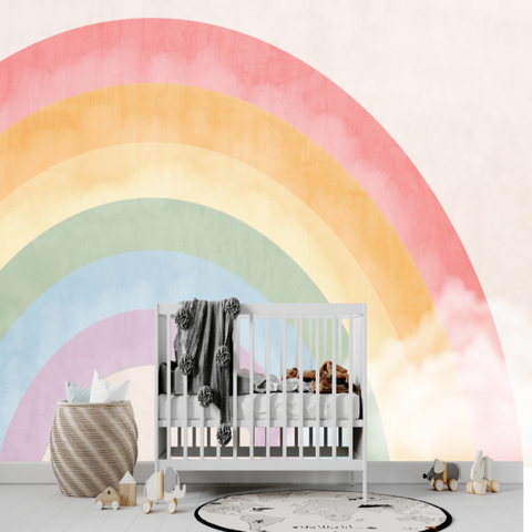 Papier Peint Classique Fille <br/> Douceur et Couleur Arc-en-ciel