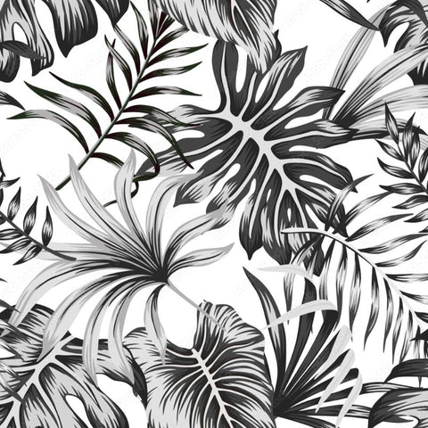 Papier Peint Tropical Noir et Blanc | Le Petit Intissé