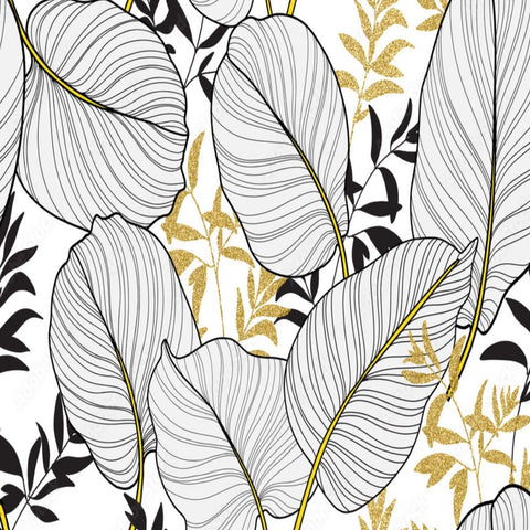 Papier Peint Feuillage Noir et Or | Le Petit Intissé