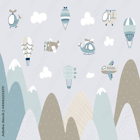 Papier Peint Avion <br/> Au-dessus des montagnes