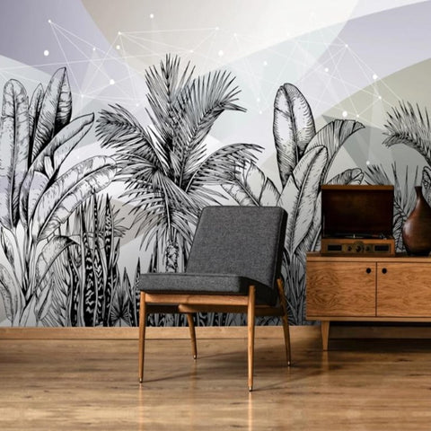 Papier Peint Noir et Blanc Végétal | Le Petit Intissé