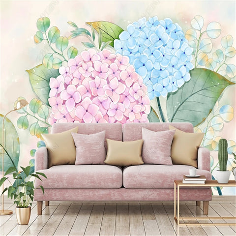 Papier Peint Fleur Bleu Rose | Le Petit Intissé