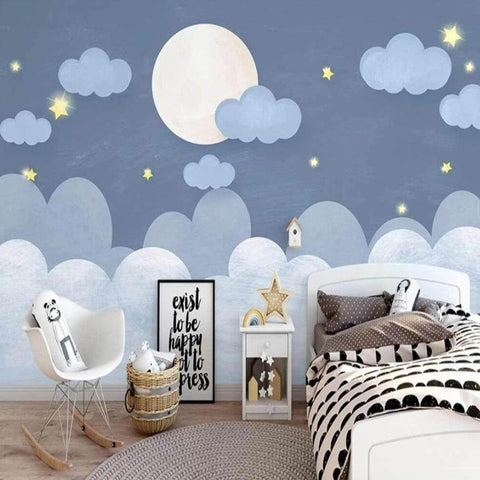 Papier Peint Bleu avec Nuages | Le Petit Intissé
