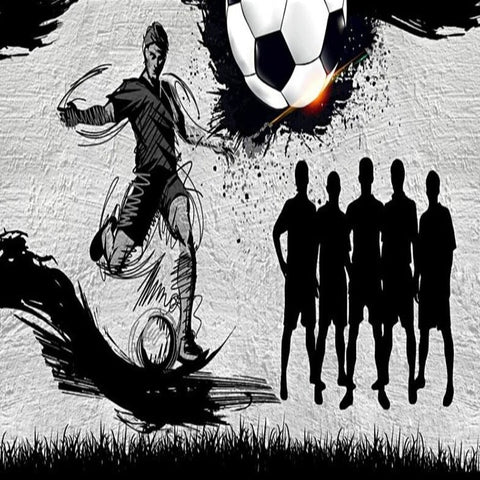 Papier Peint Foot <br/> Noir et Blanc Thème Football