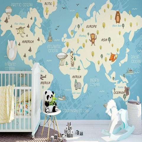 Papier Peint Motif Mappemonde | Le Petit Intissé