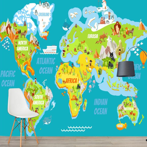 Papier Peint Carte du Monde <br/> Maternelle