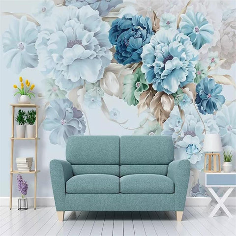 Papier Peint Fleur Bleu | Le Petit Intissé