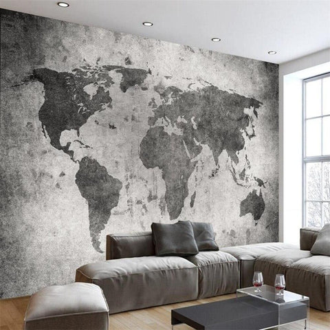 Tapisserie Carte du Monde Noir et Blanc | Le Petit Intissé