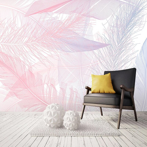 Papier Peint Plumes Rose | Le Petit Intissé