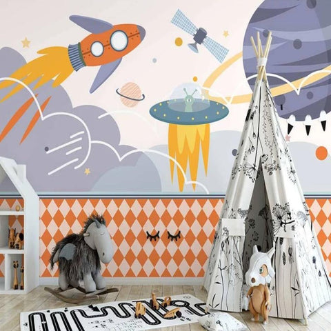 Papier Peint Espace Nébuleuse et Planètes | Le Petit Intissé