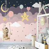 Papier Peint Rose Poudré Etoile | Le Petit Intissé