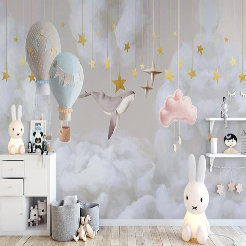 Décorations murales en bois chambre bébé thème ciel nuage