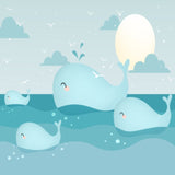 Papier Peint Marin <br/> Baleine Troupe Joyeuse