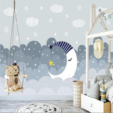 Papier Peint Bleu Gris Motif | Le Petit Intissé