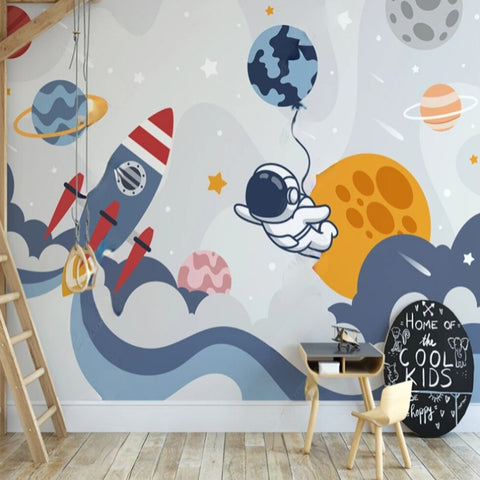 Papier Peint Espace <br/> Fusée et Paysage Espace