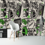 Papier Peint Graffiti <br/> Free Style Noir