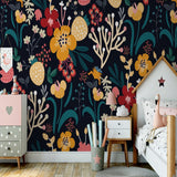 Papier Peint Fleur Bleu Marine | Le Petit Intissé