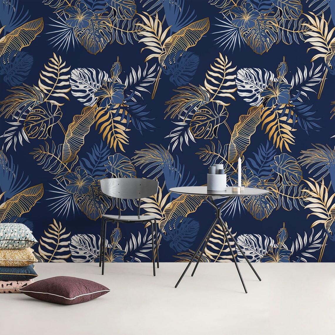 Tenture Murale En Paille Avec Singe Bleu : Déco Unique Et Funky !
