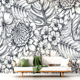 Papier Peint Fleur Noir et et Blanc | Le Petit Intissé