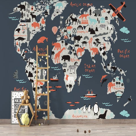 Carte du Monde Animaux | Le Petit Intissé