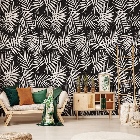 Papier Peint Feuillage Fond Noir | Le Petit Intissé
