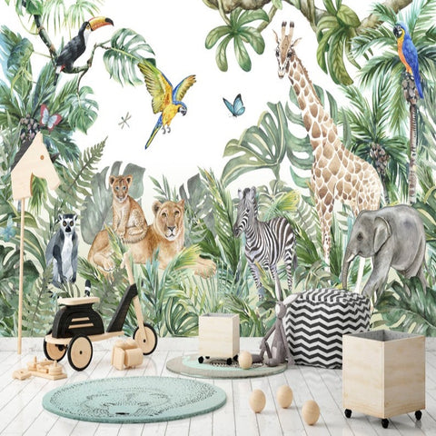 Papier Peint Panoramique Jungle Animaux | Le Petit Intissé