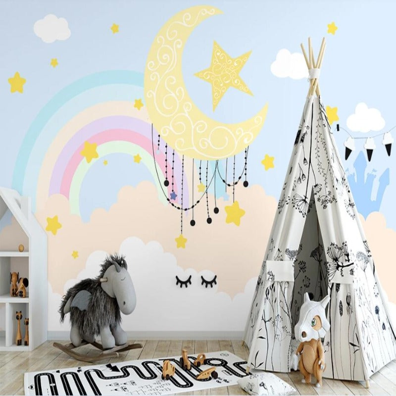 Papier peint chambre fille arc en ciel - Muralconcept