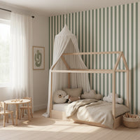 Thumbnail for Papier Peint Rayure Vert Sauge | Le Petit Intissé