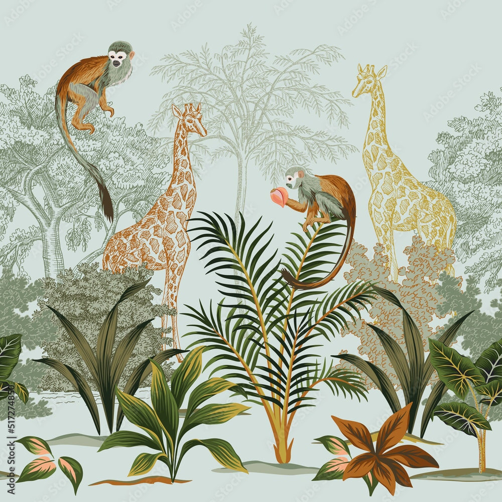 Papier Peint Avec Petit Singe | Le Petit Intissé