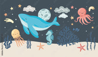 Thumbnail for Papier Peint Marin <br/> Baleine Bleue et Copains