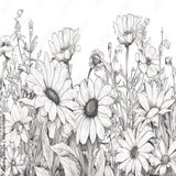 Papier Peint Grosse Fleur Noir et Blanc | Le Petit Intissé