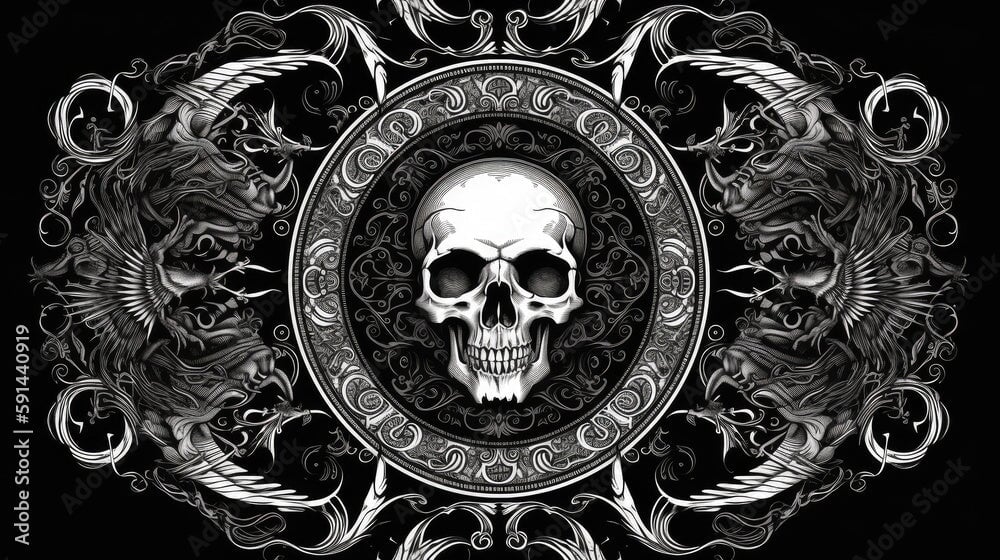 Papier Peint Tête de Mort Noir | Le Petit Intissé