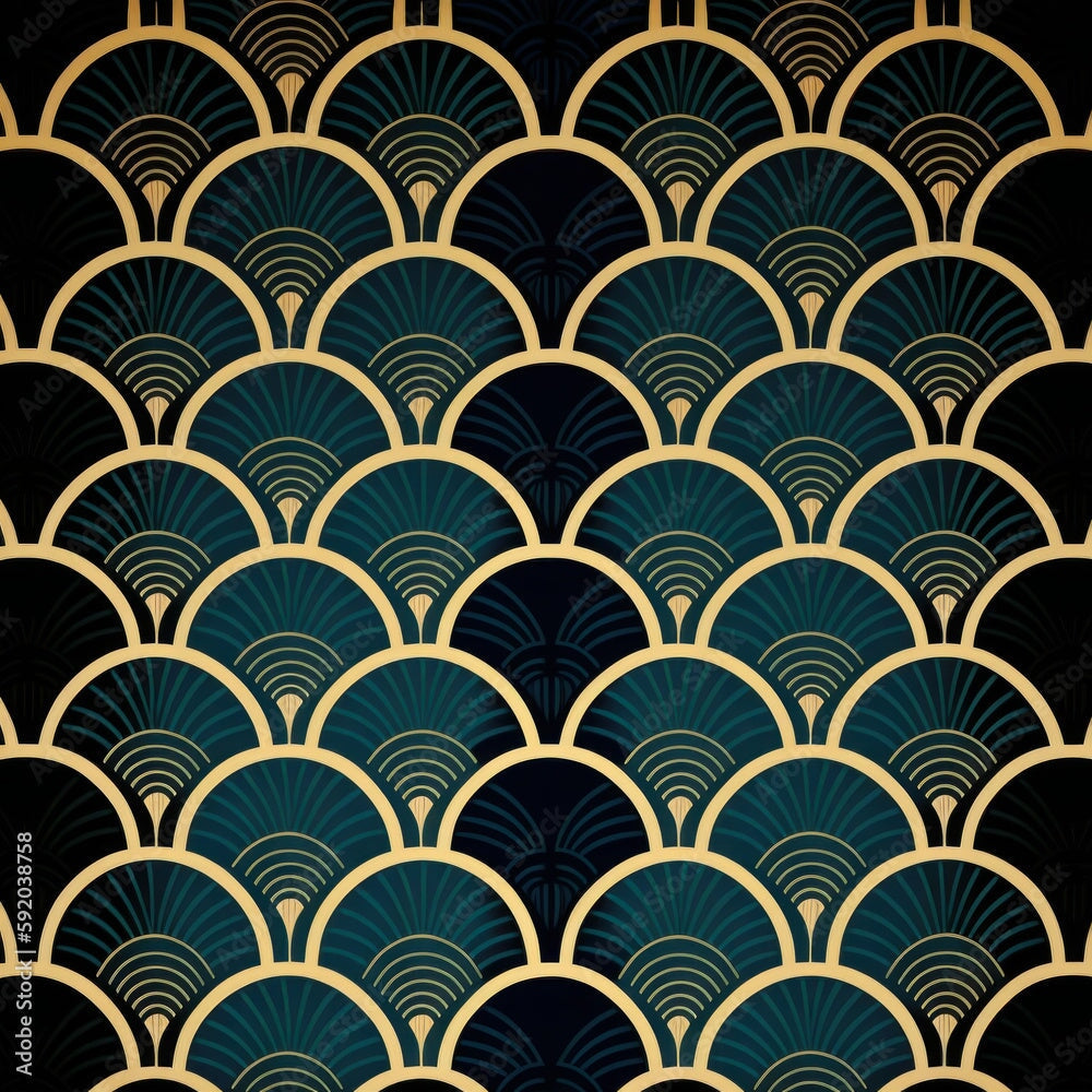 Papier Peint Art Deco Vert