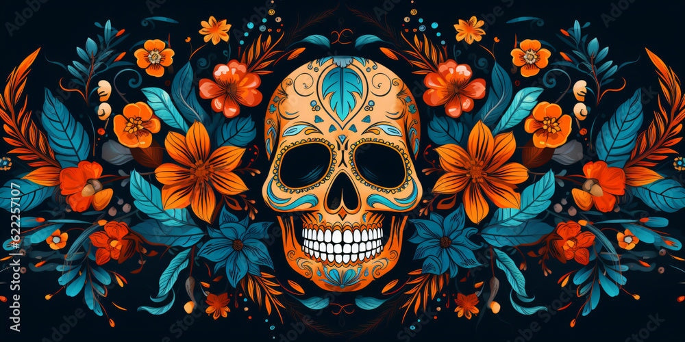 Papier Peint Tête de Mort Mexicaine | Le Petit Intissé