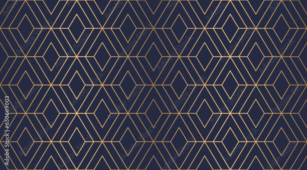 Papier Peint Art Deco Bleu Et Or | Le Petit Intissé