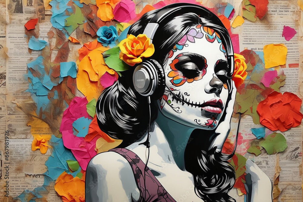 Papier Peint Tête de Mort Mexicaine Déco | Le Petit Intissé