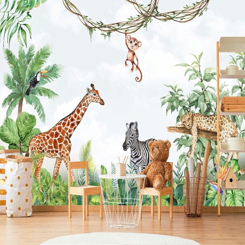 Papier Peint Panoramique Animaux Jungle | Le Petit Intissé