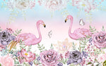 Papier Peint Flamant Rose <br/> Jardin Floral