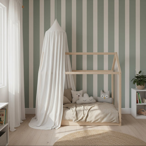 Papier Peint Rayure Vert Sauge | Le Petit Intissé