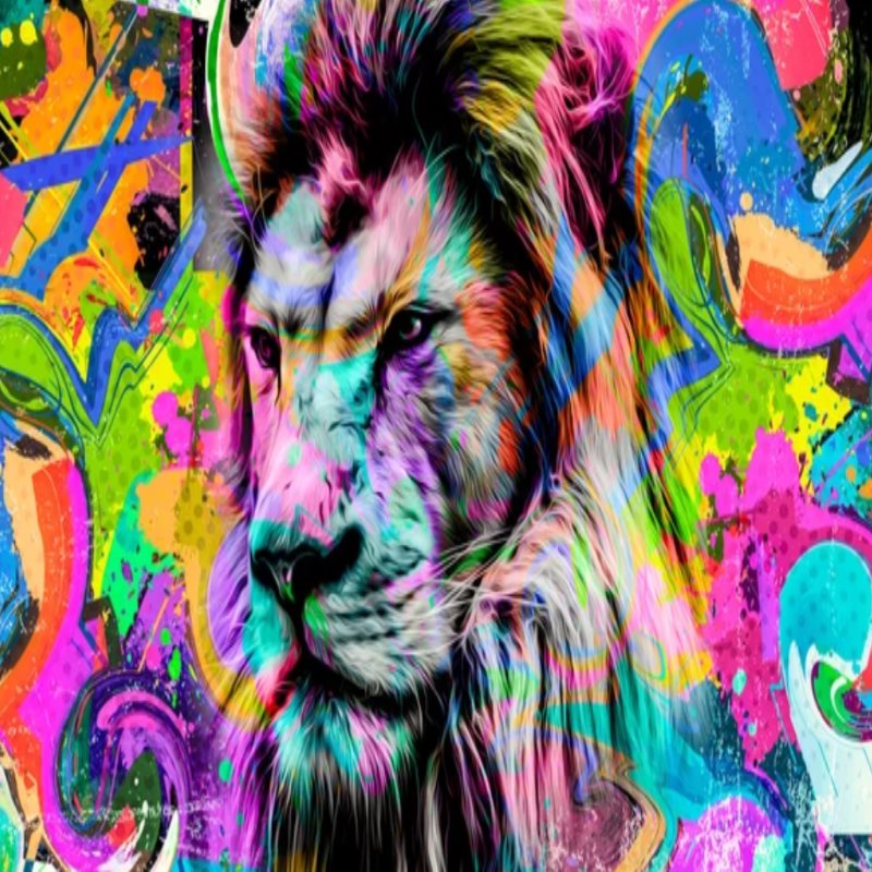 Papier Peint Graffiti <br/> Colorful Lion