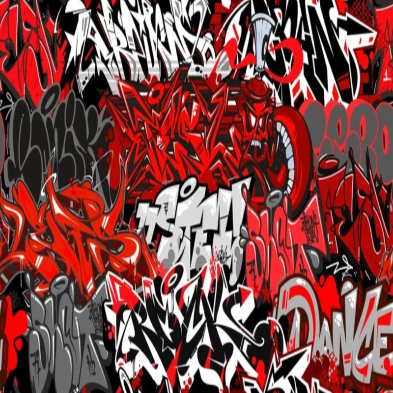 Papier Peint Graffiti <br/> Rouge Tag
